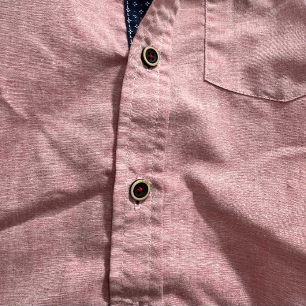 Craft‎ + Flow Toddler Boys Pink Button Up Shirt 3T Contrast Sleeve Turnup Easter